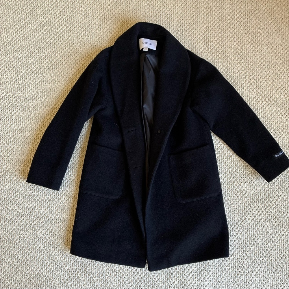 Derek Lam 10 Crosby wool Black coat parka jacket sash wide collar - Picture 2 of 5